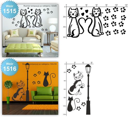 NAKLEJKI na ścianę KOTY KOT KOTKI naklejki 100cm na Arena.pl