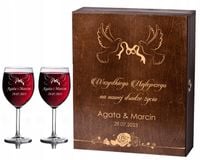 SKRZYNKA NA WINO KIELISZKI Z GRAWEREM ŚLUB PREZENT