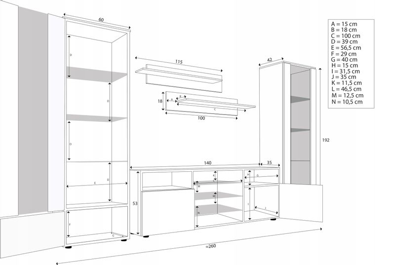 Pan Igiełka Meblościanka LED RGB Czarny Biały Dąb Wotan Zestaw Mebli zdjęcie 2