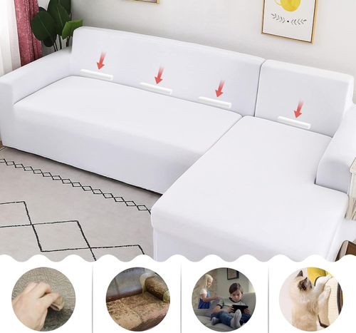 Pokrowiec na sofę L elastyczny spandex Jaotto 2-częściowy 2-osobowy biały na Arena.pl
