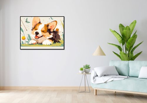 Plakat 100x75cm Beztroski Corgi na Arena.pl