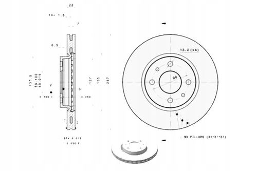 TARCZA HAM PRZOD 257X22 V BREMBO na Arena.pl