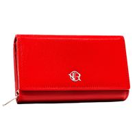 duży skórzany portfel damski w czerwonym kolorze z wewnętrzną