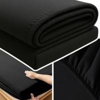 PRZEŚCIERADŁO Z GUMKĄ 160x200 NA MATERAC MIĘKKIE GŁADKIE Z BAWEŁNĄ  CZARNY