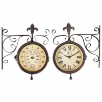 Dwustronny zegar ZEWNĘTRZNY z termometrem Retro