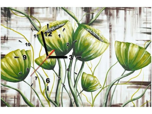 60CM 40CM ZEGAR OBRAZ ZIELONE MAKI DRUK PŁÓTNO RAMA na Arena.pl