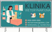 BANER REKLAMOWY 300x150cm oczkowany projekt w cenie KLINIKA WETERYNARYJNA