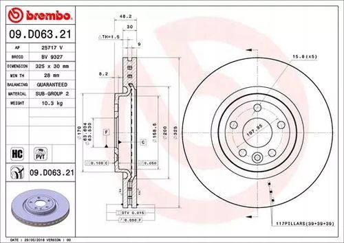TARCZA HAM PRZOD 325X30 V BREMBO na Arena.pl
