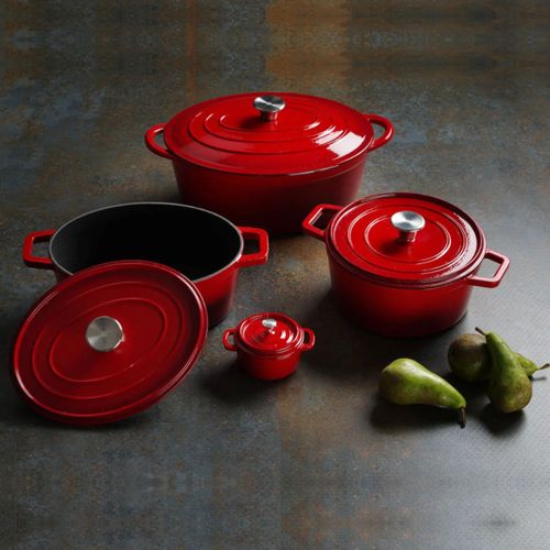 Garnek żeliwny emaliowany 3.7 l czerwony - Hendi 626832 na Arena.pl