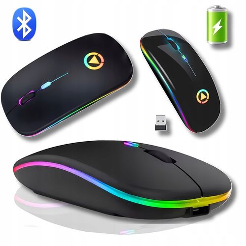 LEKKA MYSZ BEZPRZEWODOWA DO LAPTOPA PODŚWIETLANA RGB DO SZKOŁY PRACY CICHA na Arena.pl