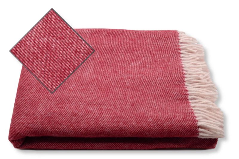 Koc Z Wełny Nowozelandzkiej 150X200 Prążek - Bordowy zdjęcie 3