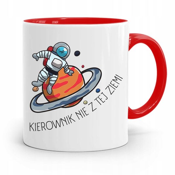 Kubek Czerwony Dla Kierownika Nie Z Tej Ziemi Z Nadrukiem Ze Zdjęciem zdjęcie 1