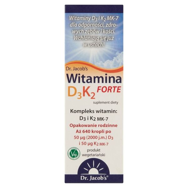 Dr Jacobs Witamina D3 + K2 Forte 20 ml D3 K2 MK-7 kompleks zdjęcie 4