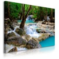 OBRAZ DO SALONU SYPIALNI WODOSPAD KASKADA DŻUNGLA PEJZAŻ NATURA 3D 100x70