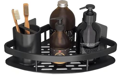 Półka narożna LUSAKA czarna do łazienki na Arena.pl