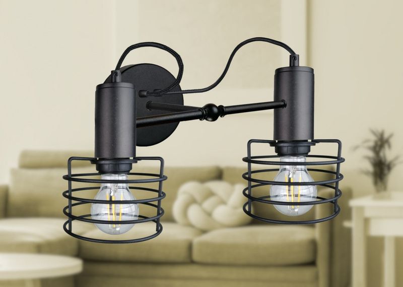 Kinkiet 2xE27 RUNE BLACK zdjęcie 2