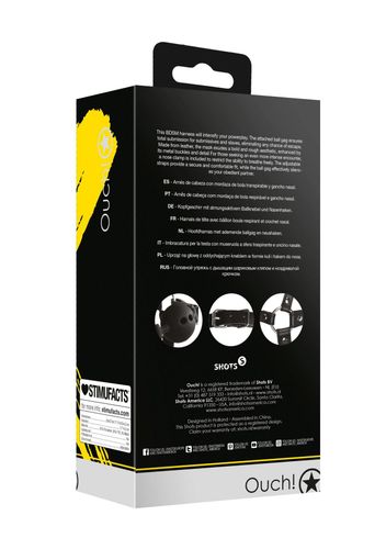 Head Harness With Breathable Ball Gag And Nose Hooks - Black na Arena.pl