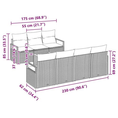 Zestaw Sof na Ogród 8 pcs Szary na Arena.pl