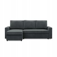 KANAPA NAROŻNIK NEO CIEMNY SZARY Nowoczesny Rozkładana KRONOS VELVET BONELL