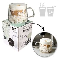 szklanka termiczna z białymi kwiatami w środku, hortensje 180 ml 1szt