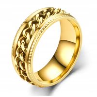 Obrączka z łańcuszkiem stal chirurgiczna złota 20