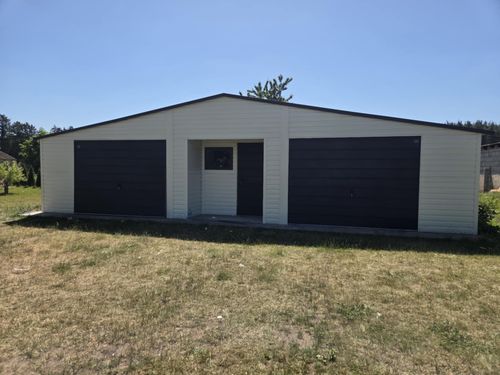 Garaż Blaszany z pomieszczeniem gospodarczym 12x5m Biały + Ciemny Grafit na Arena.pl