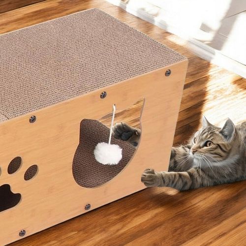 DRAPAK DLA KOTA KARTONOWY DOMEK BUDKA DRAPANIE TEKTUROWY LEGOWISKO Z PIŁKĄ na Arena.pl