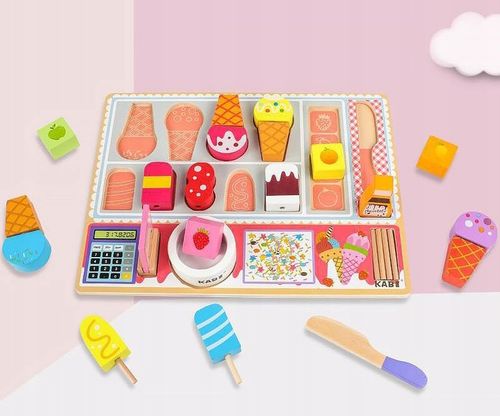 DREWNIANA LODZIARNIA SKLEP STOISKO Z LODAMI GAŁKI LODY NA PATYKU DLA DZIECI na Arena.pl