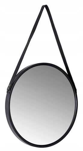 LUSTRO OKRĄGŁE WISZĄCE ŚCIENNE NA PASKU ŚCIANĘ LOFT CZARNE LOFTOWE 50 na Arena.pl