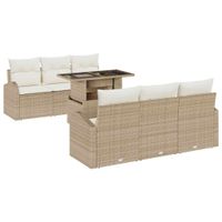 Zestaw Sof na Ogród 7 pcs Beżowy 100 x 55 x 73 cm Polirattan