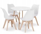 Zestaw stół okrągły KAMI 80cm + 4 krzesła MARK białe