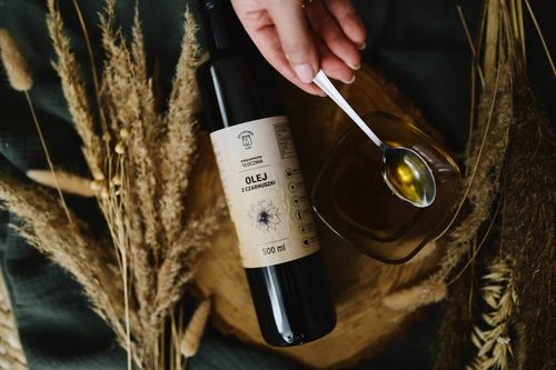 OLEJ Z CZARNUSZKI 500ml 10,62! mg/g TYMOCHINONU zimnotłoczony NIERAFINOWANY na Arena.pl