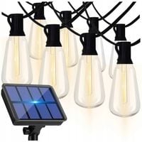 GIRLANDA SOLARNA LED Świetlna 5m 20x Żarówka Lampki Solarne Łańcuch Taras