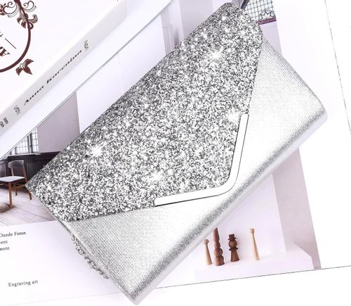 Srebrna Torebka Kopertówka Błyszcząca Wizytowa na Arena.pl