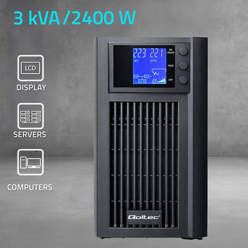 Qoltec UPS 3kVA 2400W Pure Sine Wave AVR LCD na Arena.pl