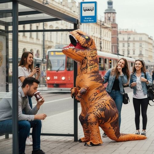 Przebranie dmuchany T-rex na Arena.pl