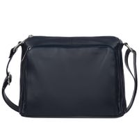 VERA PELLE torebka skórzana licowa listonoszka z paskiem V582 granatowa