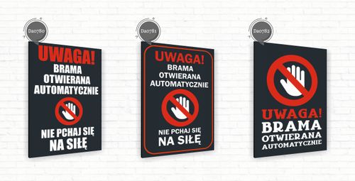 Tabliczka informacyjna znak dibond 30x20 cm brama otwierana automatycznie na Arena.pl