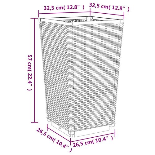 Donice ogrodowe, 2 szt., szare, 32,5x32,5x57, PP na Arena.pl