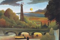 Plakat 30x20cm Seine and Eiffel Tower, Rousseau Vintage do Salonu