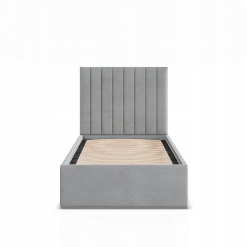 Łóżko Ramowe POLLA JEDNOOSOBOWE Tapicerowane Pojedyncze VELVET JASNY SZARY na Arena.pl