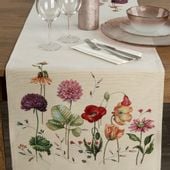 Obrus dekoracyjny gobelin 45x140 naturalny wielokolorowy kwiaty polne