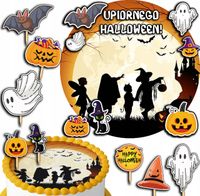 ZESTAW OPŁATEK NA TORT 20CM + TOPPERY PAPIEROWE - HALLOWEEN 15CM 18CM