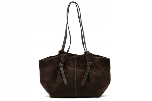 Czekoladowa torebka zamszowa shopper brąz SKÓRA ZAMSZ NATURALNY Vera Pelle na Arena.pl