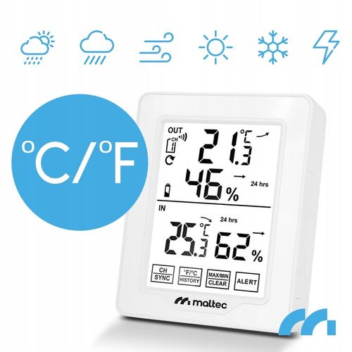 STACJA POGODOWA BEZPRZEWODOWA TERMOMETR HIGROMETR CZUJNIK ZEWNĘTRZNY na Arena.pl