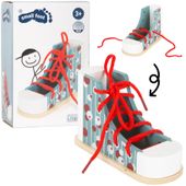 BUCIK DREWNIANY Edukacyjny Do Sznurowania Zręczność Dla Przedszkolaka