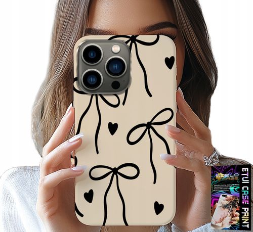 ETUI DO IPHONE 15 PRO - BEŻOWE KOKARDKI WSTĄŻKA MODNE WZORY na Arena.pl