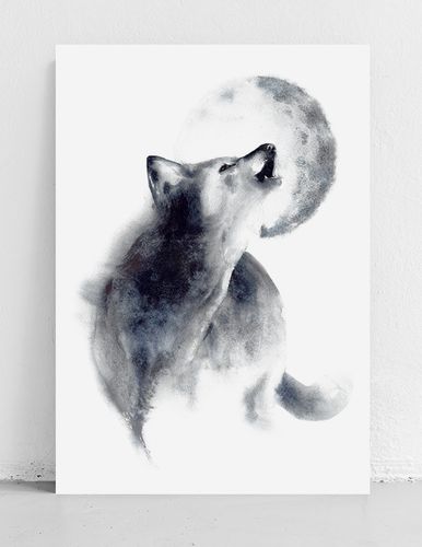 Plakat wilk akwarela 21x29,7 cm A4 na Arena.pl