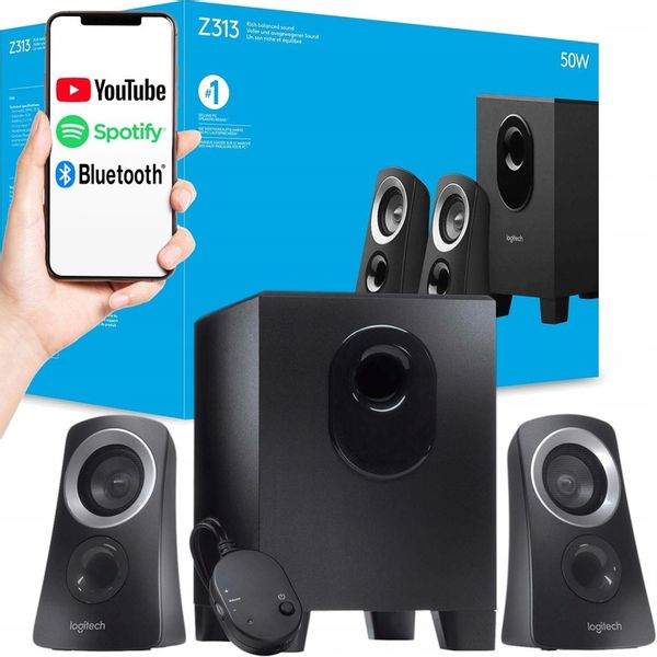 ZESTAW BLUETOOTH GŁOŚNIKÓW KOMPUTEROWYCH LOGITECH 2.1 50W PILOT PC LAPTOP zdjęcie 1