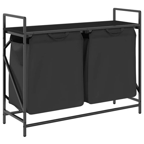 Kosz na pranie 2 przegrody z półką, czarny dąb na Arena.pl